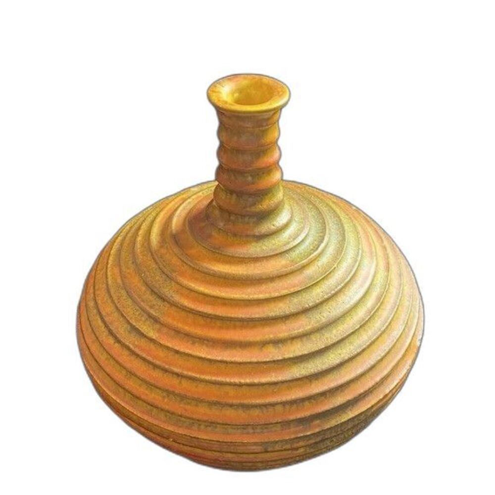 VTG Alvino BAGNI Raymor Italian Ceramic Jug Vase Yellow Olive Signed MCM